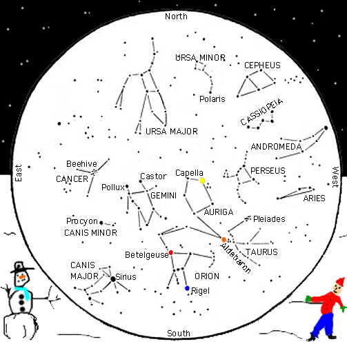 Star Chart Northern Hemisphere Winter