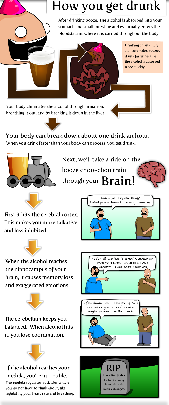 After drinking booze, the alcohol is absorbed into your stomach and small intestine and eventually enters the bloodstream, where it is carried throughout the body. aption id=”attachment_2671″ align=”alignnone” width=”125″] How […]