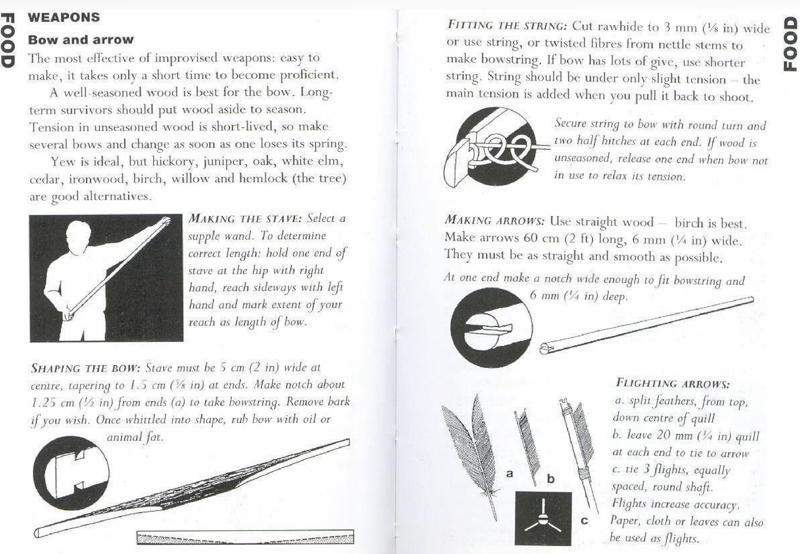 To make a stave for hunting, select a supple want. To determine correct lenght, hold one end of staveat hip with right hand, reach sideways with left hand and mark […]