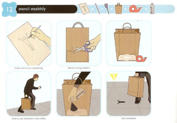 Design and cut the paper bag, remove the bag pattern, sneak as your destination, and exit